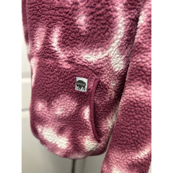 Buffalo Outdoors Womens Large Sherpa Fleece Pullover Jacket Purple/White Tie-Dye - Picture 3 of 9